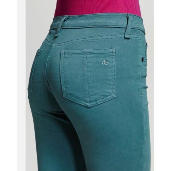 Rag & Bone Jean Denim Stretch Legging Pants Atlantic Blue Teal Mid Rise 24 0 - Picture 3 of 7